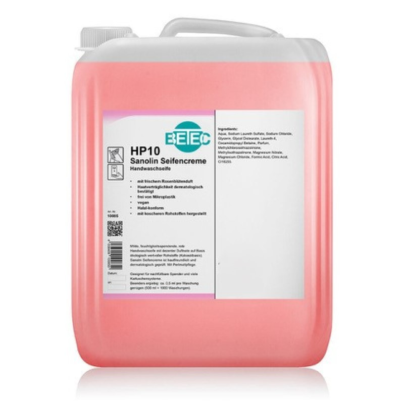 SANOLIN  HP10 – Handseifencreme  - Flüssigseife  - 5 Liter - rosa